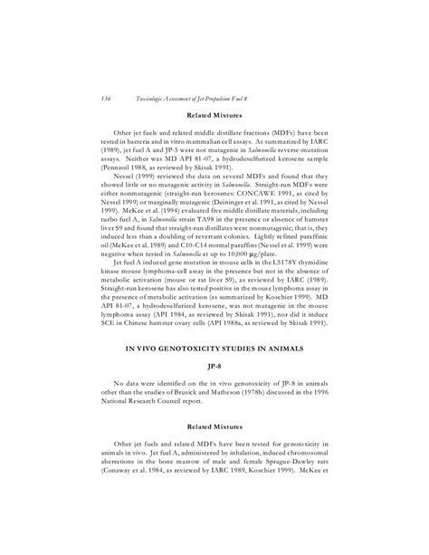 Genotoxic Effects Of Jet Propulsion Fuel Toxicologic Assessment