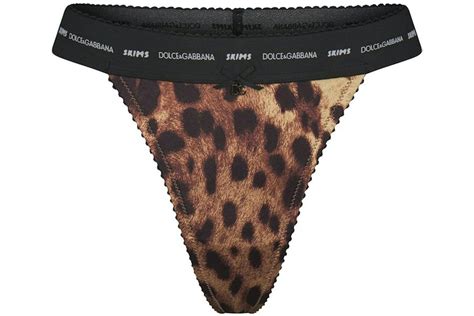 Skims X Dolceandgabbana Stretch Satin Thong Leopard Fw24 De