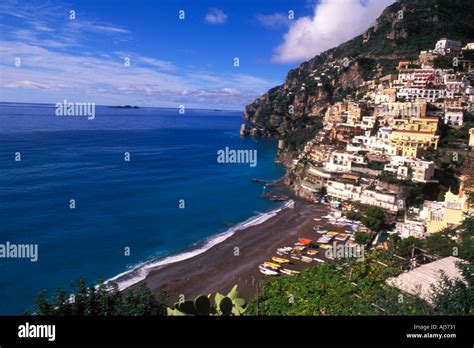 Aerial View Of Mountain Overlooking The Famous Village Of Positano