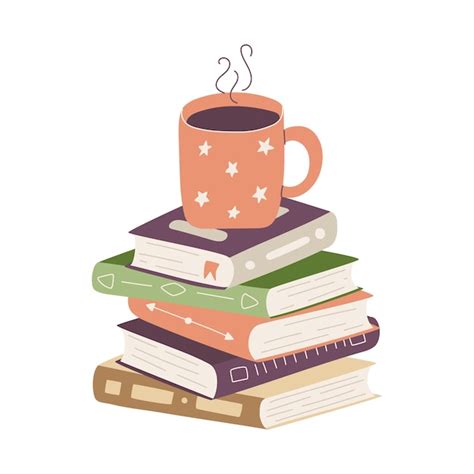 Taza de té de pie sobre una pila de libros montón de libros de tapa