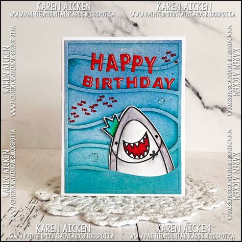 Painted Mountain Cards: Shark Birthday Card Duo