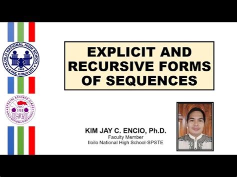 Explicit And Recursive Forms Of Sequences Youtube