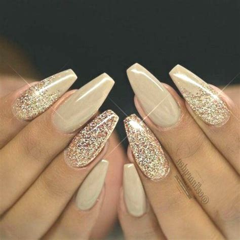 Champagne Acrylic Nails - Rose Gold Champagne Ombre Coffin Nails ...