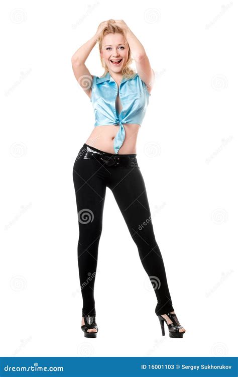 Jonge Vrolijke Blonde Vrouw Stock Afbeelding Image Of Dame Grappig