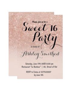 Modern Girly Rose Gold Glitter Pink Ombre Sweet Invitation