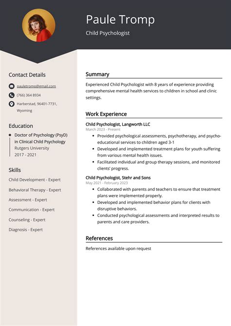 Child Psychologist Resume Example (Free Guide)