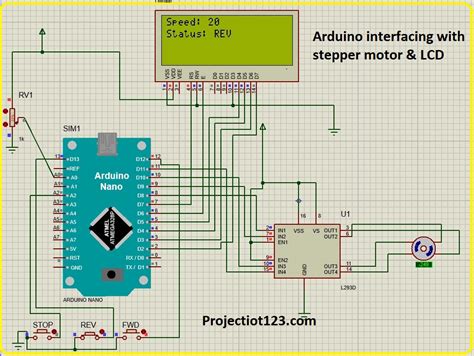 Arduino Interfacing Stepper Motor With LCD In Proteus Projectiot123