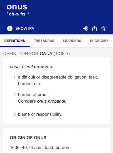 Onus Definition