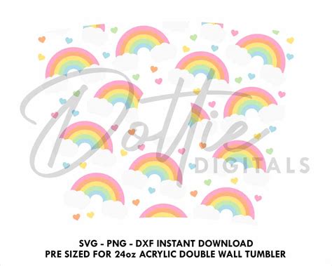 Rainbows With Clouds Starbucks Double Wall Acrylic Tumbler SVG PNG DXF Gay Pride LGBTQ CutFile