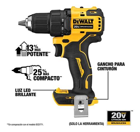 Taladro Atornillador Atomic 20V 2 Bat Dewalt Dcd708d2 B2