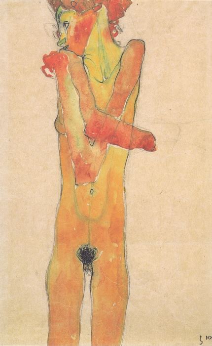 Standing Female Nude With Crossed Arms Egon Schiele Artwork On Useum