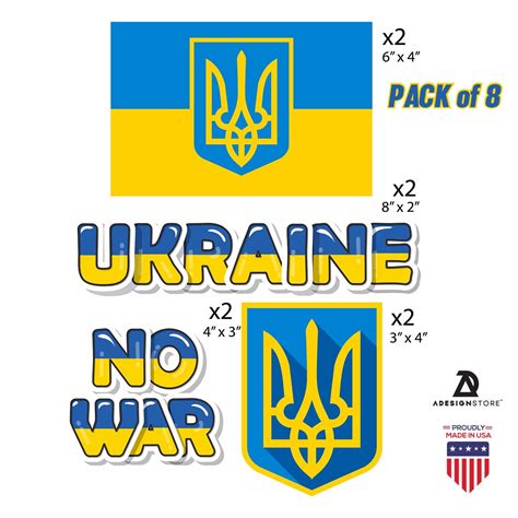 Ukraine Flag Vinyl Stickers Set Of 8 Ukraine No War Decals Bumper