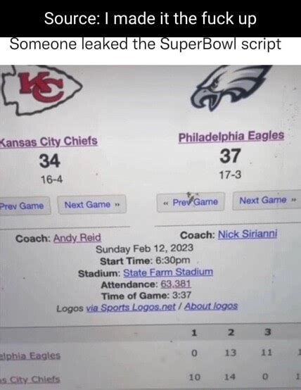 Source I Made It The Fuck Up Omeone Leaked The Superbowl Script Re