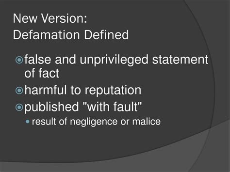 PPT - Original Version: Defamation Defined PowerPoint Presentation ... 