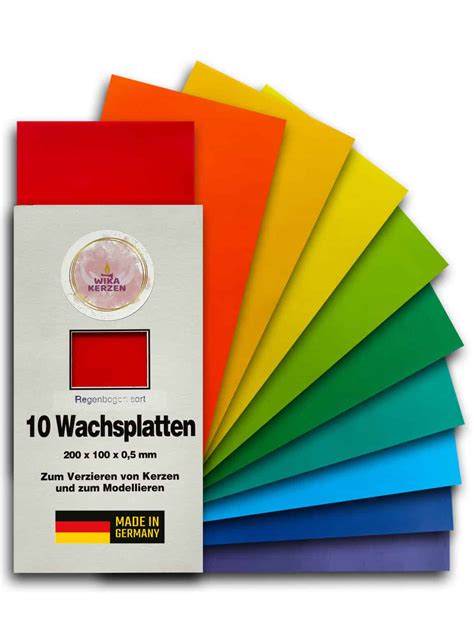 Wachsplatten Sortiment Regenbogen 10 Farbig 20x10 Cm 9786