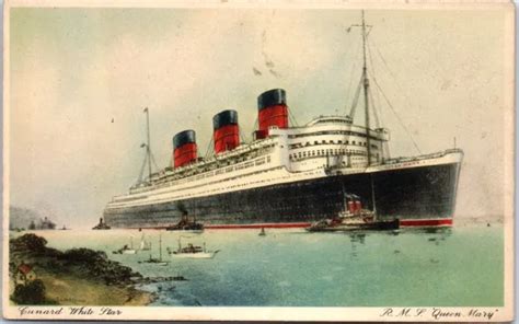 Bateau Paquebot Le Queen Mary Carte Postale Ancienne Ref Vp Eur