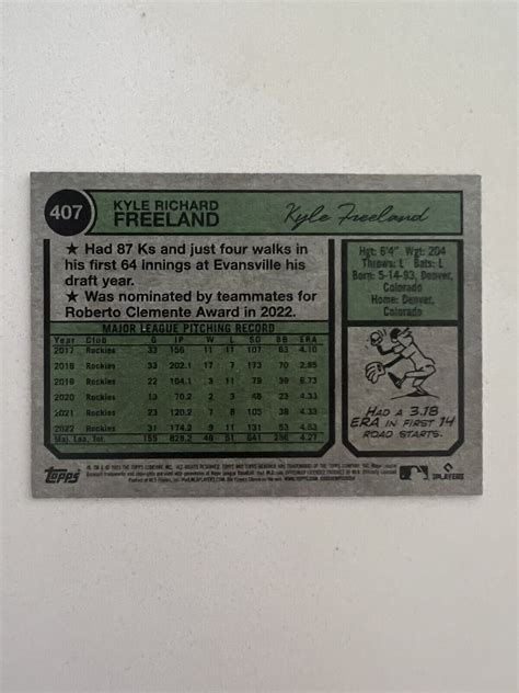 Kyle Freeland Colorado Rockies 2023 Topps Heritage Baseball Short Print