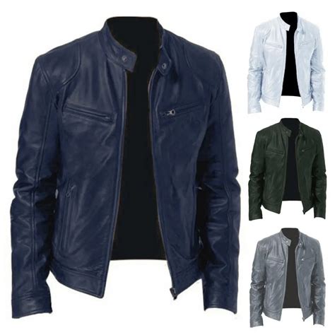 Chaqueta De Cuero De Imitaci N Para Hombre Abrigo De Manga Larga Con