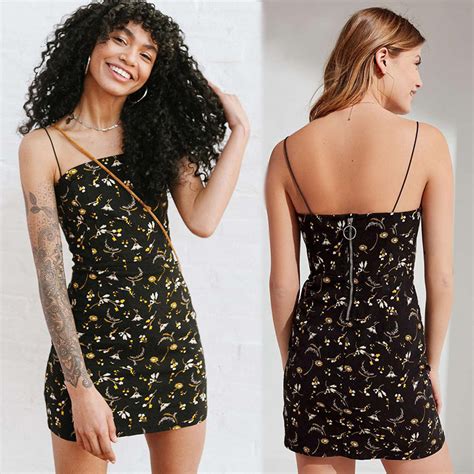 Adjustable Spaghetti Strap Floral Print Vacation Dress Bodycon