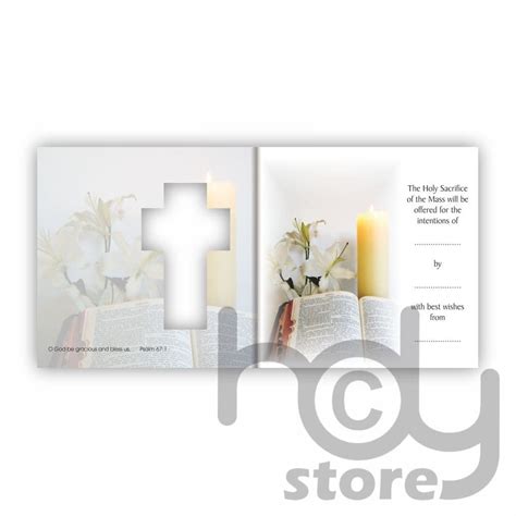 Mass Intention Card Candlebiblelily Cross Window Cutout