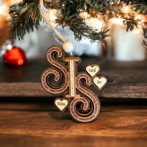 Custom Sister Christmas Ornament-Wooden Layered Gift for Sister