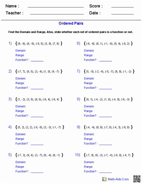 √ 20 Domain and Range Of A Graph Worksheet ™ | Dannybarrantes Template