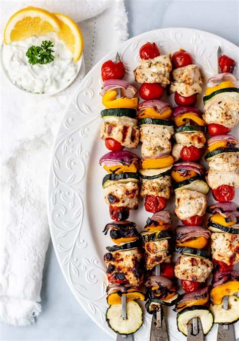 Healthy Grilled Mediterranean Chicken Kabobs Haute And Healthy Living