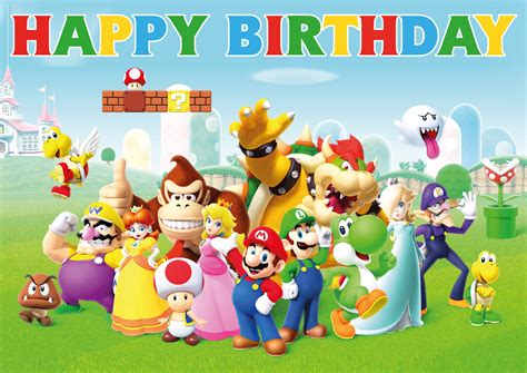 8 Inch Super Mario Square Edible Birthday Cake Decorations