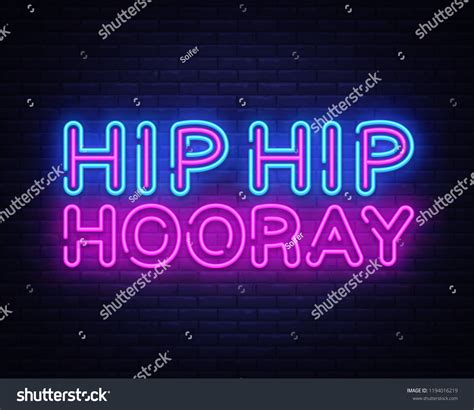 Hip Hip Hooray Neon Text Vector Vector De Stock Libre De Regalías