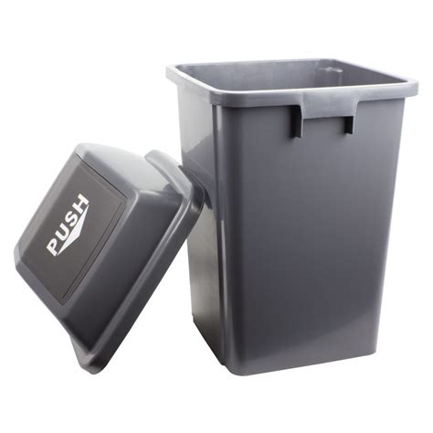 Trash Garbage Can Bin With Push Down Lid 16 Gal 60 L Grey