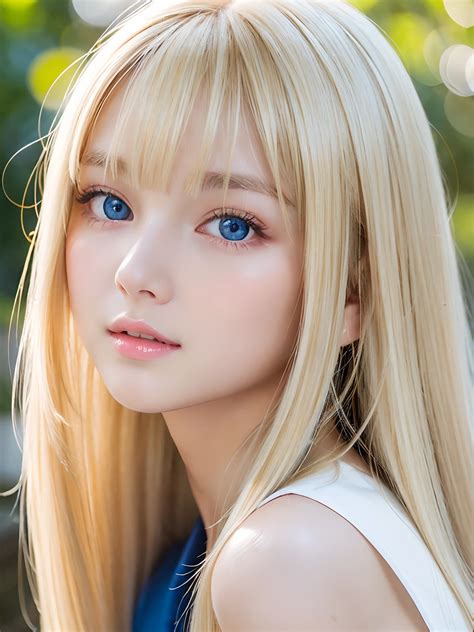 A Close Up Of A Woman With Long Blonde Hair And Blue Eyes SeaArt AI