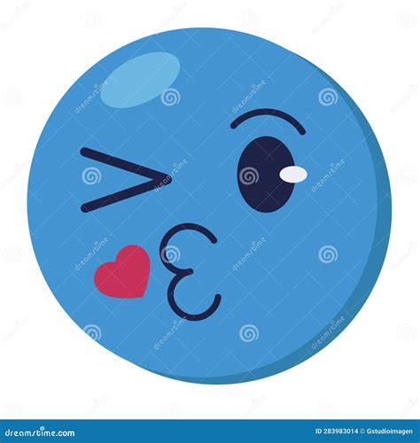 Blue emoji kissing stock vector. Illustration of love - 283983014