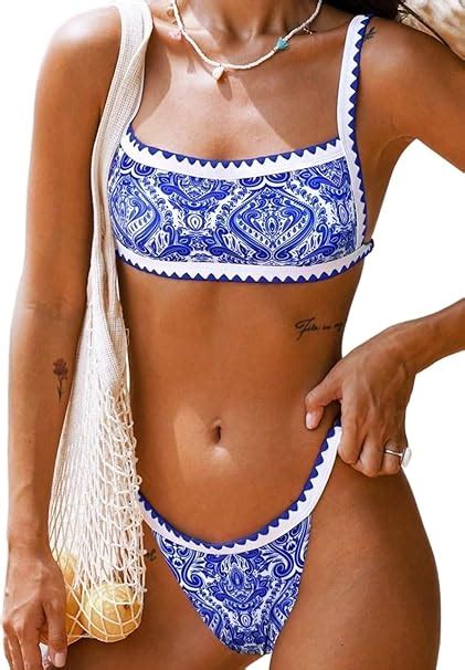 Amazon Bikini Sets Swimsuts For Women Womens Two Piece Cheeky Sexy Swimsuit With Printed