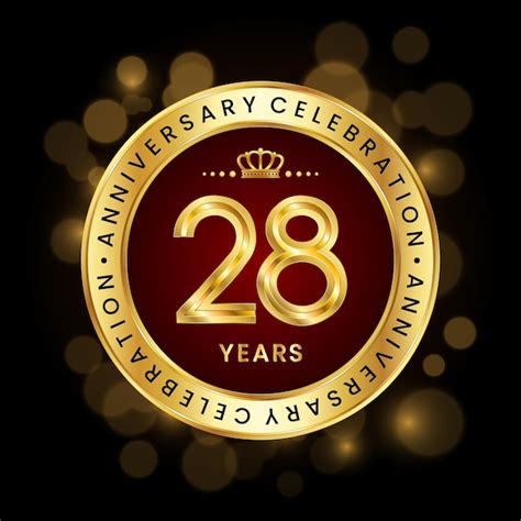 Logo Design zum 28 jährigen Jubiläum mit goldenem Emblem Stil Logo