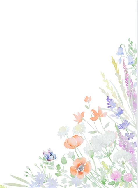 Wildflower Border Png Pdf Instant Download Us Letter And A4 Sizes