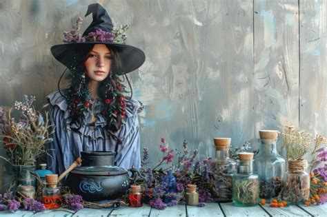 Premium Photo Painting Of A Woman Wearing A Witches Hat