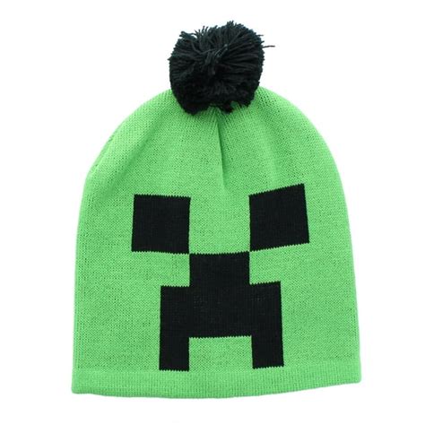 Minecraft Creeper Pom Knit Beanie Green One Size