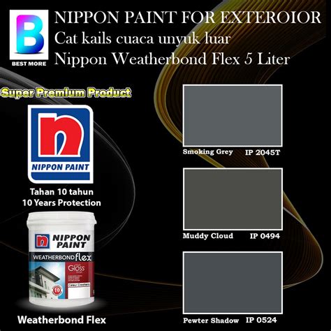 Nippon Paint Weatherbond Flex Exterior Collection Liter Smoking Gray