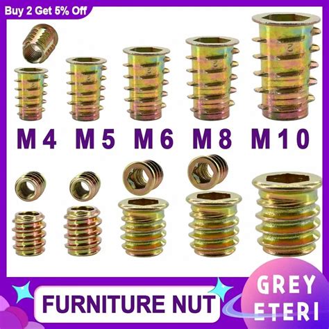 Pcs Pcs Furniture Nut Zinc Alloy Hex Drive Insert Nuts Hex Drive