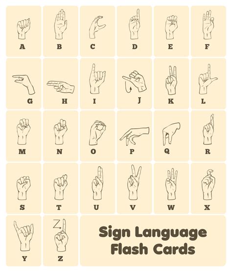 Sign Language Printable Flash Cards Worksheets Library