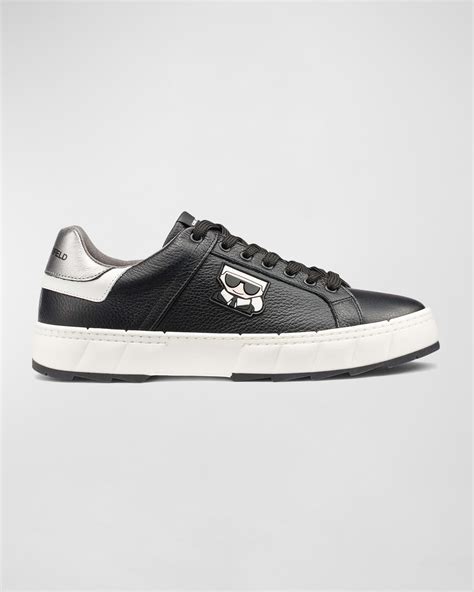 Karl Lagerfeld Paris Mens Tonal Nylon And Patent Leather Low Top Sneakers Neiman Marcus