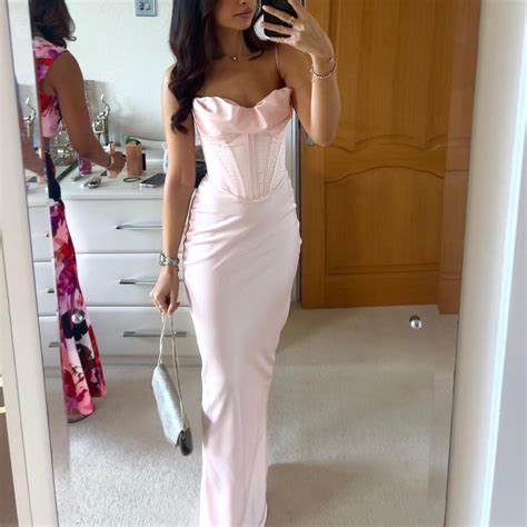 House Of Cb Charmaine Dress BLUSH PINK CORSET MAXI Depop