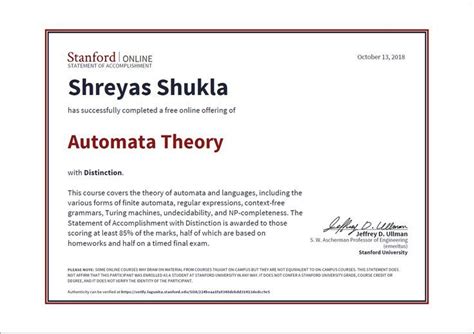 Automata Theory Stanford Online Context Free Grammar Regular