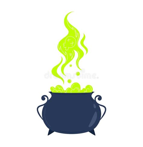 Witch S Cauldron With Bubbling Green Potion And Magical Steam Halloween Spooky Magical Brew