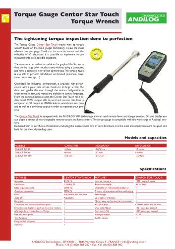 Centor Easy TW Torque Gauge With Torque Wrench Sensor ANDILOG