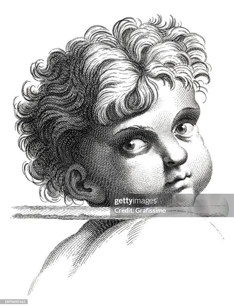 Human Head Of Child Drawing Sketch From Raphael Engraving 1722 High-Res ...