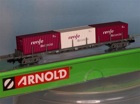 Arnold HN6080 Spur N Renfe Tragwagen Mit Containern Renfe