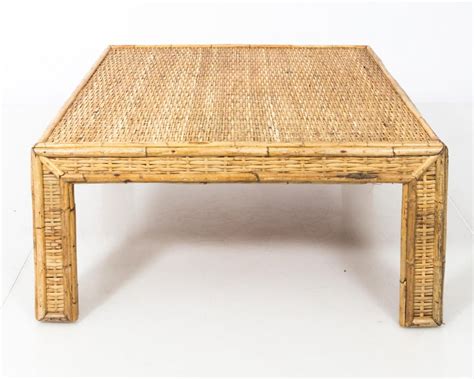 Square Woven Rattan Mid Century Modern Coffee Table At 1stdibs Square Rattan Coffee Table