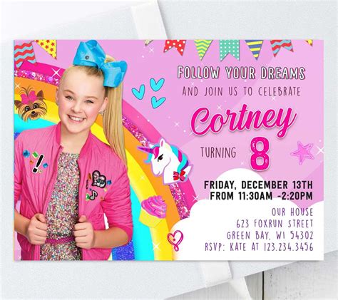 Jojo Siwa Invitation Template Editable Start With A Free Demo