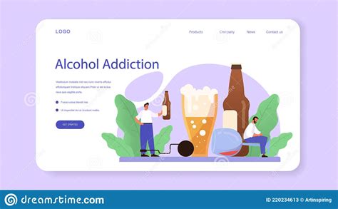 Addiction Web Banner or Landing Page. Idea of Medical Treatment Stock ...